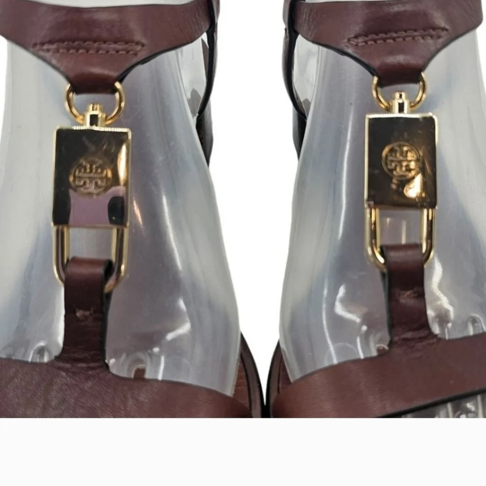Tory Burch Womens 7.5 Leather Strappy Padlock Sandals - Picture 5 of 9